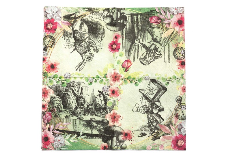 ASVP Shop Alice in Wonderland Party Supplies - Huge 40 Napkins Pack - Vintage Floral Design - Perfect for Mad Hatter Tea Party, Birthday Party and Baby Showers - Image 2